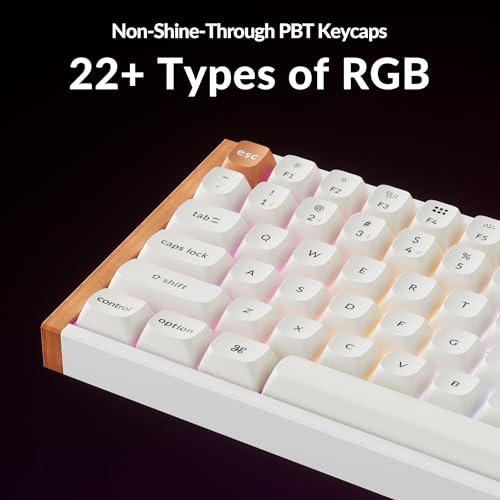 Image of Keychron K4 HE - 96% Compact Hall Effect Wireless Mechanical Keyboard with Number Pad, Magnetic Switch, Rapid Trigger, Custom RGB, QMK /VIA, 2.4GHz /BT5.2 /Wired, for Mac /Windows /Linux, Wood Frame, White