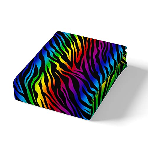 Zebra Print Duvet Cover Queen Size, African Wildlife Animal Style Rainbow Stripes Zebra Pattern Bedding Set For Adult Children Room Decor, Natural Style Comforter Cover With 2 Pillowcases #TOP3