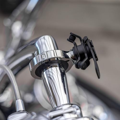 Image of Quad Lock Motorcycle Handlebar Phone Mount PRO Chrome - Large with Vibration Dampener and MAG Phone Case for iPhone 17 Air