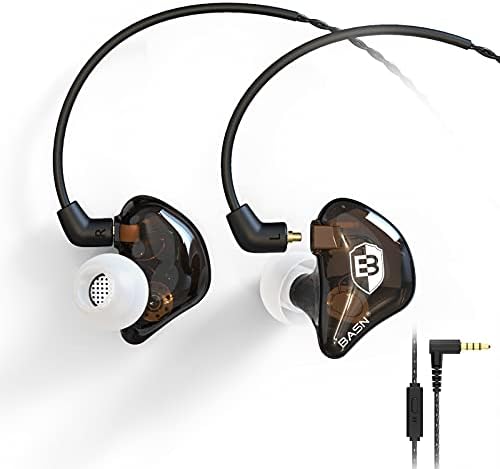 BASN Bsinger PRO in-Ear Monitors Hybrid Dynamic Dual Drivers Two Detachable MMCX Cables Musicians in-Ear Earbuds Headphones (Brown)