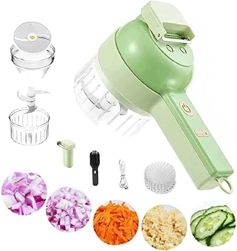 Veggie Chopper Electric Mini Food Chopper, 4 in 1 Handheld Electric Vegetable Cutter Set, Multifunctional Vegetable Cutter for Garlic Pepper Chili Meat