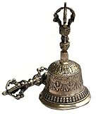 Tibetan Buddhist Meditation Bell Chakra Color - Bell of Enlightenment from Nepal 8 Inches Including free Box … (RED)