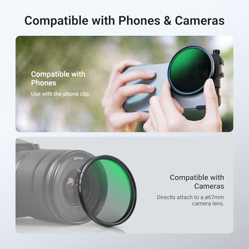 Image of NEEWER 67mm Phone Filter Holder with Adjustable Clamp, Cold Shoe Mount & CPL Filter, Phone Camera Photography Accessories Compatible with iPhone 17 16 15 14 Samsung Galaxy S26 Ultra S25, FL-112