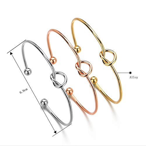 Starain 4Pcs Gold Bangle Bracelets For Women Girl Simple Leaf Arrow Feather Knot Heart Bracelet Adjustable Cuff Bracelet Set #TOP3