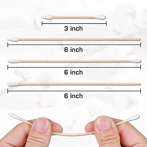 FIREGEAR Cotton Swabs 500 Pieces with Wooden Handles Cotton Tip for Gun Cleaning Jewelry Ceramics Electronics in Storage Case