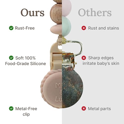 Image of Silicone Pacifier Clip - Metal-Free Design, Lightweight Pacifier Holder for Everyday Use - Beige - Mila & Lulu | Metal-Free and Rust-Free