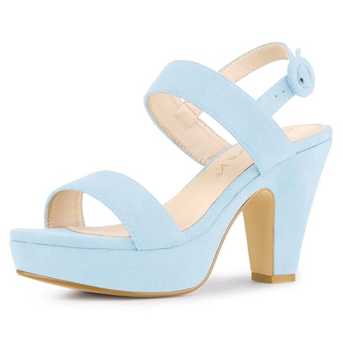 Allegra K Allegra K Women's Slingback Platform Heels Chunky High Sky Blue Heel Sandals 9 M US