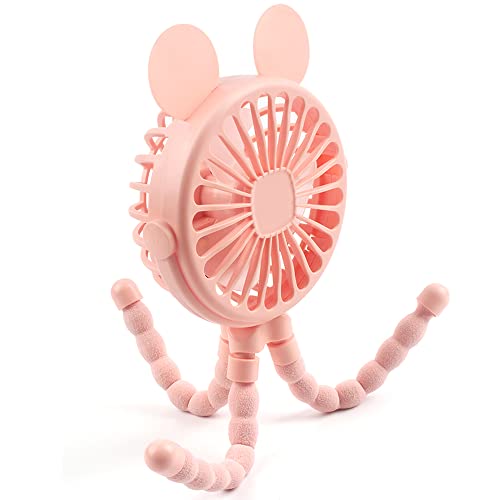 Image of Keweis Stroller Fan - Mini Handheld Octopus With Flexible Tripod for Car Seat, Student Bed, Bike - USB Rechargeable, Desk Fan for Office, Baby Room or Outdoor