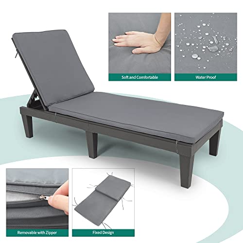 YITAHOME Chaise Lounge Chairs for Outside with Cushion & Adjustable Backrest, Sturdy Loungers for Patio Poolside, Easy Assembly & Waterproof & Lightweight with 265lbs Weight Capacity, Set of 4, Black