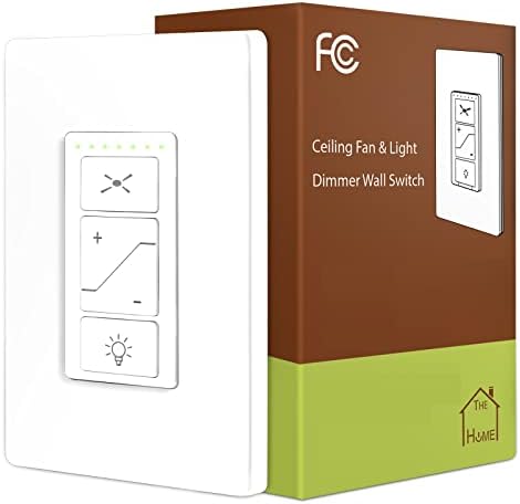 SAIANANA Ceiling Fan Control and Dimmer Light Switch,Single Pole Fan Light Switch,2 in 1 Ceiling Fan Dimmer Light Switch, Require tral Wire and Two Separate Load line for Fan and Light, JF068