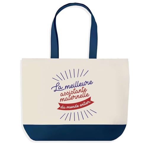 Idée cadeau collègue noël sac assistante maternelle meilleure du monde bleu