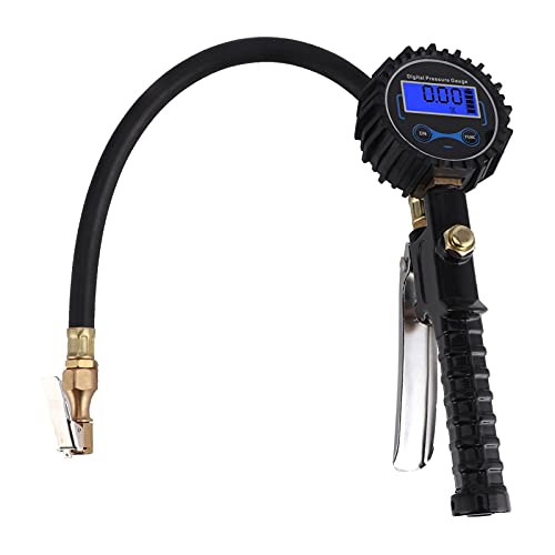 Digital Tire Pressure Gauge: 200Psi High Accuracy Air Chuck for Car & Motorcycle, LCD Display, Battery Powered