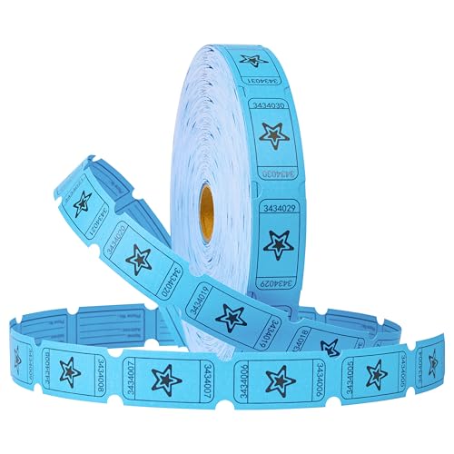 KreativeKraft Tickets de Rifa para Bingo Tradicional Rollo de 2000 Bolas (Azul Rifa)
