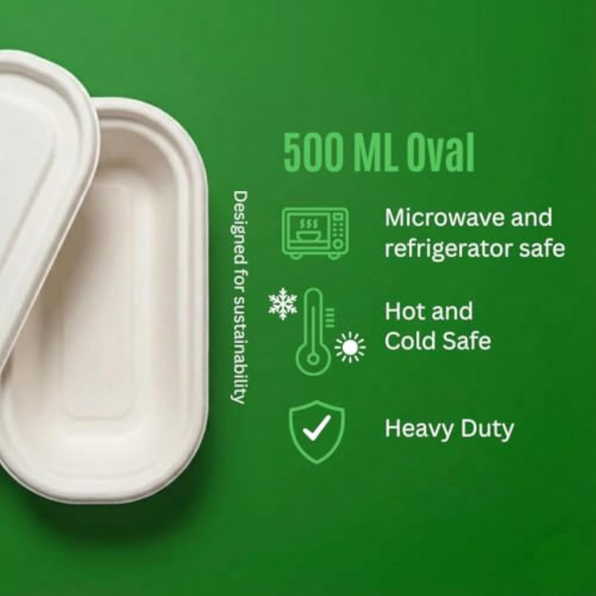500ML Oval Pack of 100 Bagasse Disposable Serving Bowl