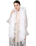 Ws&Wt 2 Yards 100 Grams Turkey Chandelle Feather Boa for Adult Women Costume Accessory Dress up Party Favors(White)