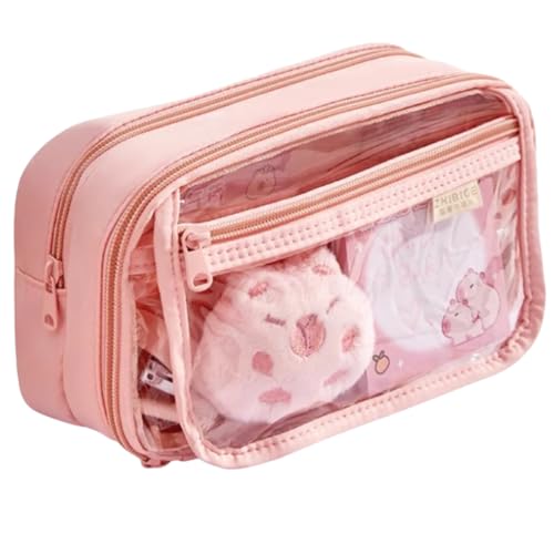 Image of Storio Pencil Box Pouch for School Kids Girls & Boys Aesthetic | Cute Stationary Compass Box Case Organiser | Transparent Pencil Case 8 Layers