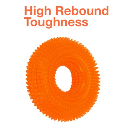 Image of Squeaky Ring Toy|Non- Toxic and Durable Squeaky Ring Shaped Ring Toy |Soft Natural Rubber Toy for Chewing and Dentle Cleaning (Orange, Size Medium)