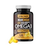 AQUAOMEGA 3X Extra Strength High EPA Fish Oil Omega 3 Supplements, Wild Caught Triple Strength Omega 3 Fish Oil Capsules with EPA, DHA and Vitamin D, Omega3 Supplements Made in Canada,120 Softgels