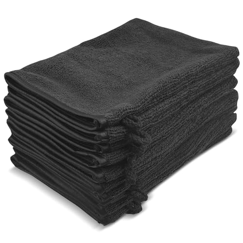 Dalephoric 10 Pièces 14,6 x 21cm Gants de Toilette, Serviette Microfibre Visage, Super Doux et Absorbant, Gant Exfoliant Corps, Gant de Douche, Gant Toilette pour Démaquillage et Le Bain, Noir