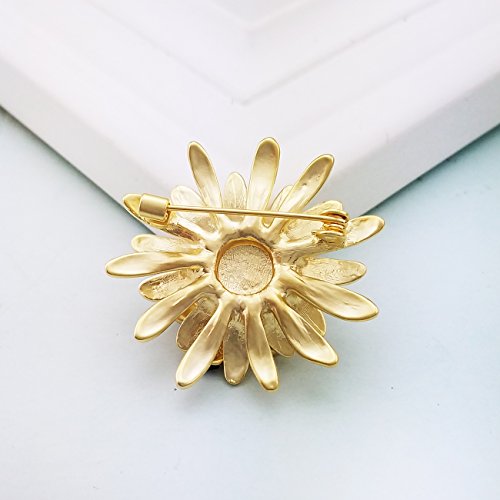 Image of YOQUCOL Sunflower Honeybee Bee Brooch Pin with Bright Austrian Cubic Zirconia Crystal For Women