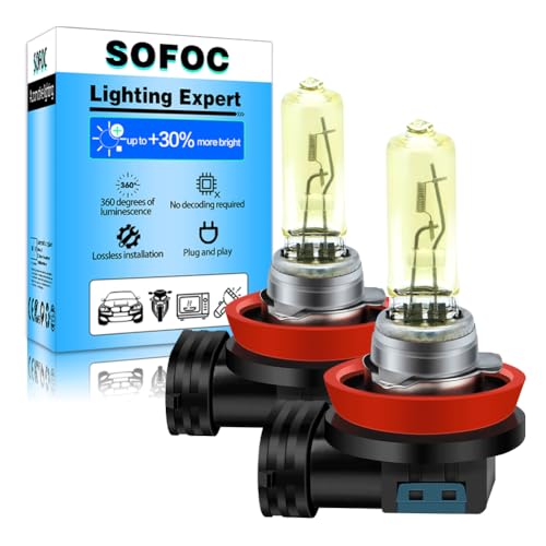 Image of SOFOC H9 12V 65W Halogen Bulb 2000LM Yellow Fog Light Headlight & High/Low Beam Light Replacement Single Filament PGJ19-5 2Pcs