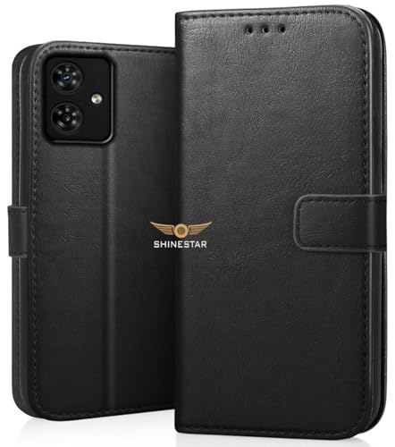 Image of SHINESTAR Moto G54 5G / G64 5G Flip Back Cover | PU Leather Flip Cover Wallet Case with TPU Silicone Case Back Cover for Motorola Moto G54 5G / G64 5G - Classy Black