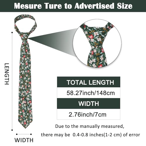 Image of Mantieqingway Men's Cotton Floral Neck Tie 2.56'' Printed Skinny Tie