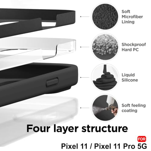 Image of TheGiftKart Genuine Liquid Silicone Back Cover Case for Google Pixel 11 | Soft Micro-Fibre Lining Inside | Camera Protection Bump | Shockproof Back Cover Case for Google Pixel 11 (Silicone, Black)