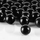 CYS EXCEL Black Glass Marble Gemstone Vase Filler (1 LB) | Multiple Color Choices Aquarium Glass Round Marble Beads | Decorative Mosaic Glass Gem Pebbles (Approx. 80-93 PCS)