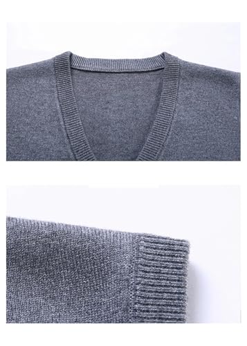 Middle Aged Solid Color V-Neck Vest Pullover Knitted Waistcoat Spring Autumn Loose Warm Sleeveless Sweater3