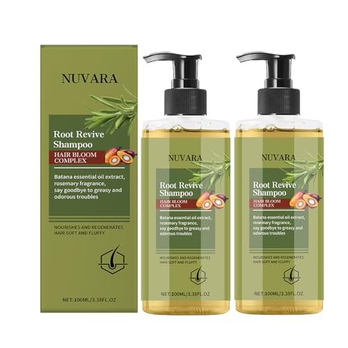 Nuvara Root Revival Shampoo Batana Oil & Caffeine Formula for Stronger Fuller-Looking Hair | Supports a Healthy Scalp Environment | Adds Volume & Softness | 3.38fl oz