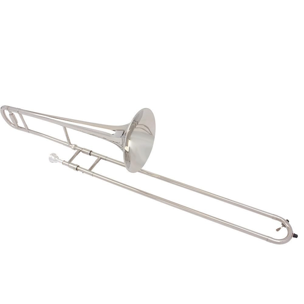 Emajor B-alto Trombón, Instrumento Musical Trombón Banda Profesional Latón, con Estuche (Blanco)