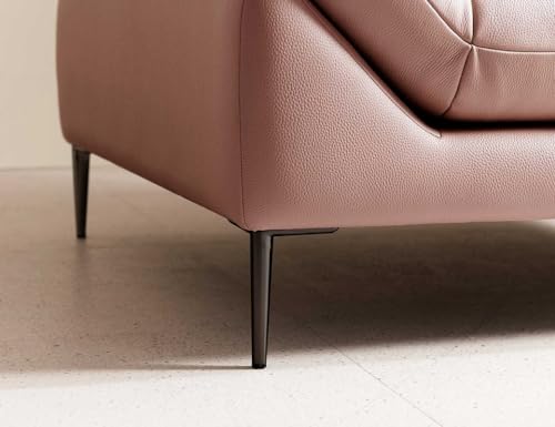 Image of Fabrique David Leatherette Sturdy Look 3 Seater Sofa Set with Puffy Light Pink | Luxury Comfortable Furniture Perfect for Home Guests Office & Living Room | Stainless Steel Legs