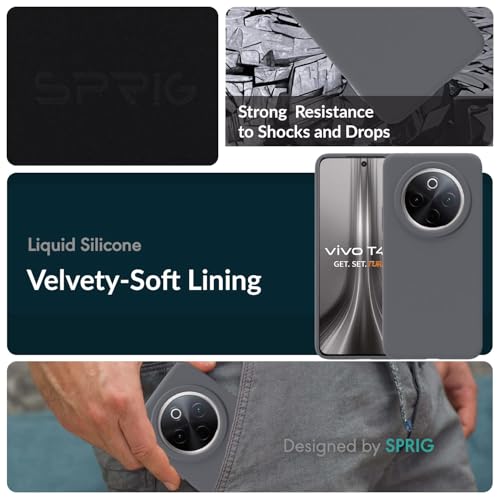 Image of SPRIG Compatible with iQOO Z10 Premium SilkTone Back Cover Drop Tested Shock Proof Mobile Case for Men, Women, Boys and Girls with Camera Protection (Dark Grey)