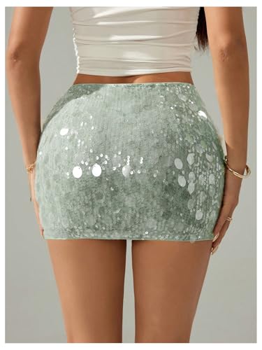 Floerns Women's Y2k Sequin Low Rise Skirt Sparkly Bodycon Night Out Mini Skirts2