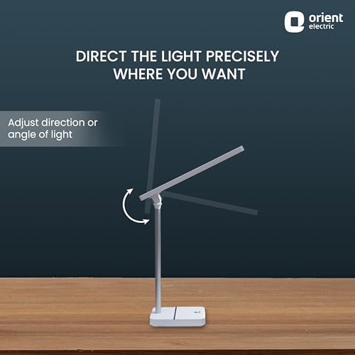 Image of Orient Electric 3W Rechargeable LED Linear Desk Lamp with 3 Grade Dimming Light | Adjustable Table Lamp for Study |3 in 1 Color Changing (Cool White, Warm White & Natural Light) | Pack of 1