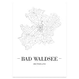 Stilvolle Kartografie als Wandbild zur Wanddekoration im zeitlosen Schwarz-Weiß Design. Die Linien-Zeichnung ist ein toller Stadtplan und ein schönes Wandposter.