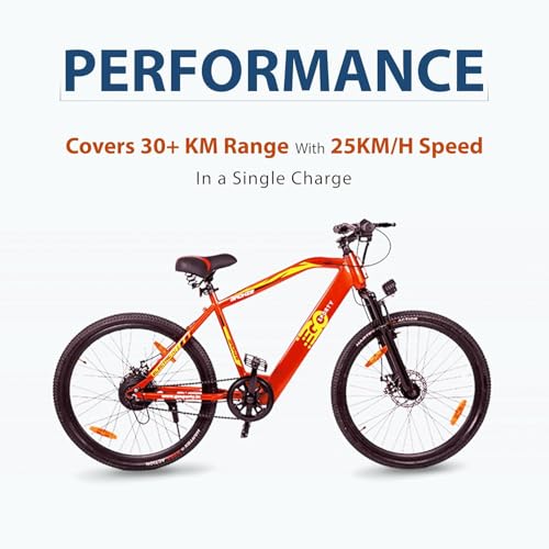 Image of Electric Cycle for Adults, | Ultimate Sport Ride with Dual Disc Brakes | 26 inch Fat Tire Mountain Bicycle 250-Watt Motor | 36V Lithium-Ion Battery Up to 40 km Range and Adjustable Seat (Orange)