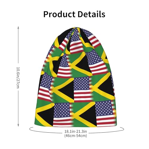 American Flag and Jamaican Flag Kids Leisure Elastic Knitted Hat Junior Large Size Knit Cap Child Beanie Black2