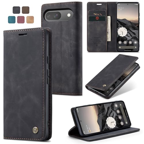 Cracedily for Google Pixel 9 / Pixel 9 Pro Case, Flip Wallet Leather Case with Card Holder Magnetic Closure Shockproof Kickstand Protective Phone Cases Cover for Google Pixel 9 Pro,Black - image 1
