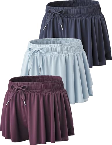 Catálogo de Ropa de Hockey sobre hielo para Mujer del mes. 43 Tres pantalones cortos para correr 2 en 1 para mujer, faldas de mariposa con pantalones cortos de elastano, atlético, informal, gimnasio, entrenamiento, gimnasio, XS