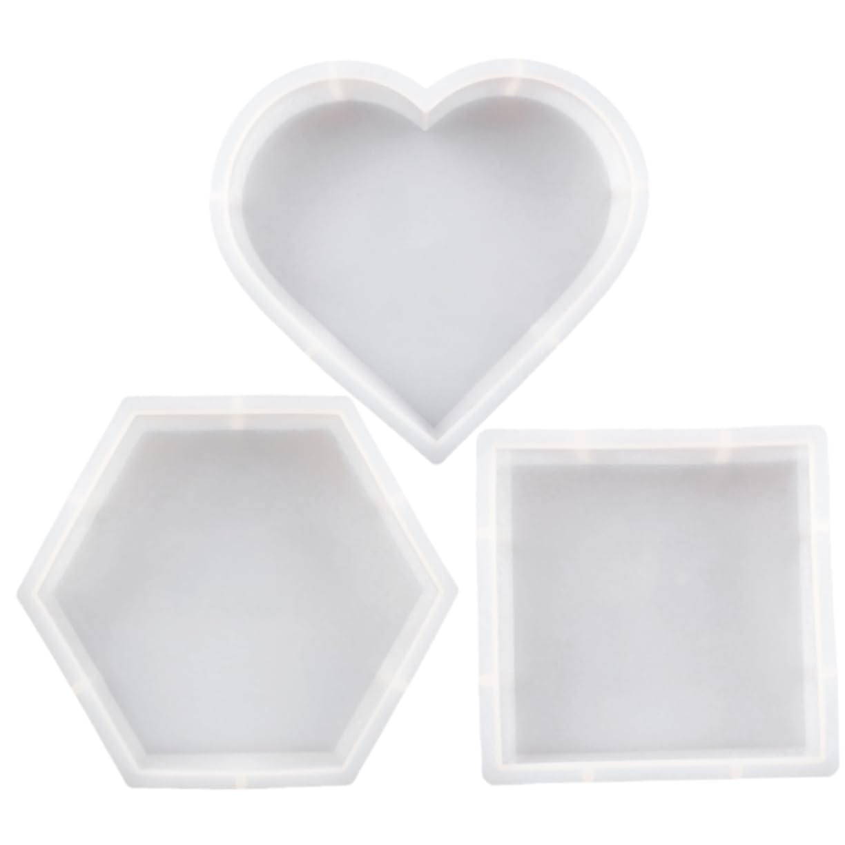 Housoutil 3pezzi Stampo in Silicone Per Resina Epossidica Forma Quadrata Forma Cuore Stampo Fai Da Te Per Decorazioni Creative