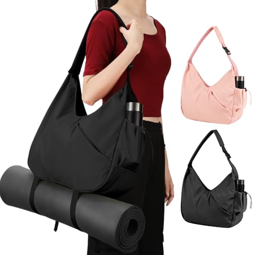 Yoga Tote Gym Shoulder Bag for Men&Women, Waterproof Wet Pocket & Adjustable Mat Strap - Large Duffle Workout Bag with Water Bottle Holder