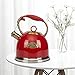 Tea Kettle, Stovetop Whistling Teapot, Stainless Steel, Red, 3.0-Quart
