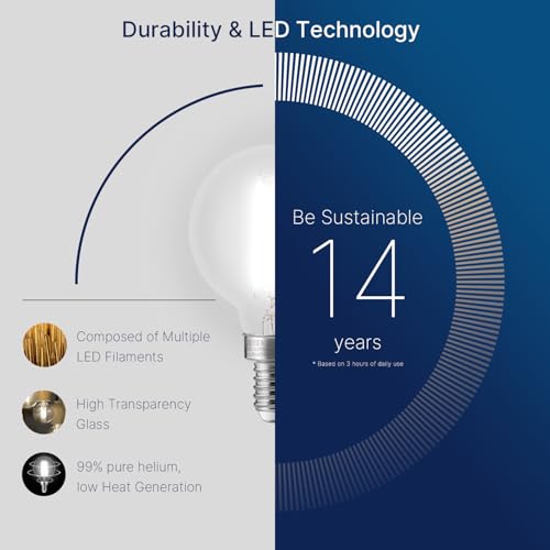 FLSNT - 60W Equivalent LED Bulbs, Dimmable G16.5 E12 LED Bulbs, 550LM, CRI90, 5.5W, AC 120V, Pack of 6, Daylight 5000K by FLSNT - Used condition - Image 3