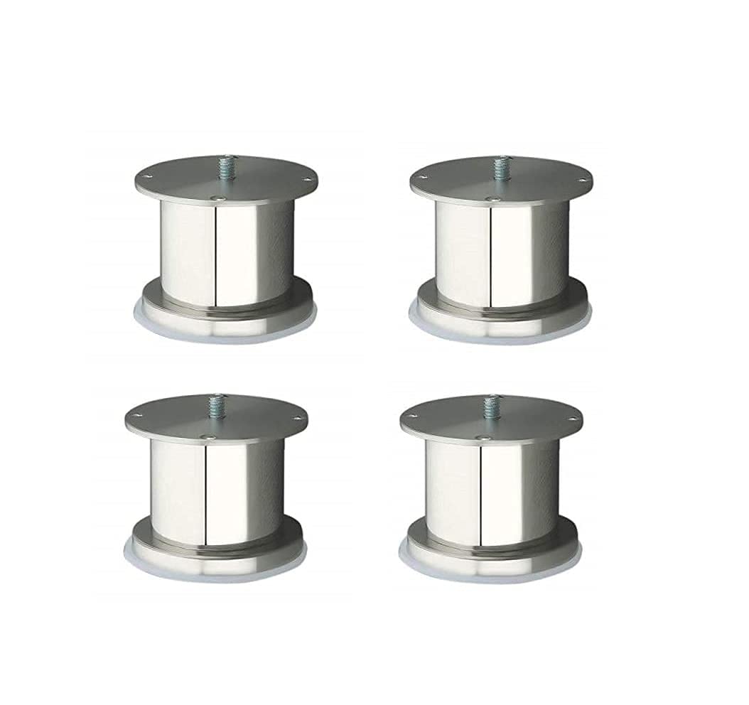 WSKPremium Hardware Stainless Steel Glossy Finish Round Model Sofa Leg 50 MM / 2 Inch Height Pack of 4 Pcs SL1108H2-004