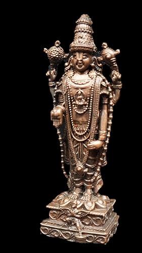 Image of Copper Idols India, 2.8 inches, Handmade Copper Tirupati Balaji, 150 Grams, Patina Antique Finish, Pack of 1 Piece