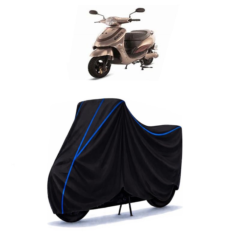 Image of Scooty Cover Water Resistant for Photon LP | Universal Scooter & Bike Cover | Heavy Duty UV Dust, Rain & Scratch Protection | Elastic Fit All Weather Indoor Outdoor | Black with Blue Piping