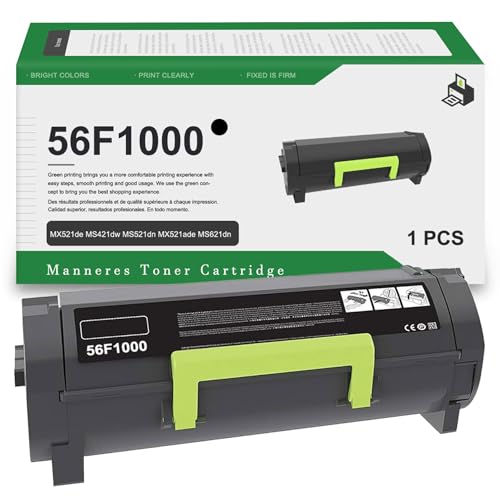 56F1000 High Yield Toner Cartridge (1-Pack) - Compatible 56F1000 Black Toner Cartridge Replacement for Lexmark MS621dn MS321dn MS421dn MX321adw MX521ade MS521dn Printer -  MANNERES, 56F1000-1PK