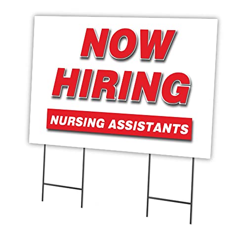 Now Hiring Nursing Assistants 24" x 36" Yard Sign & Stake | Advertise Your Business | Stake Included Image On Front Only | Made in The USA -  SIGNMISSION, C-2436 NURSING ASSISTANTS